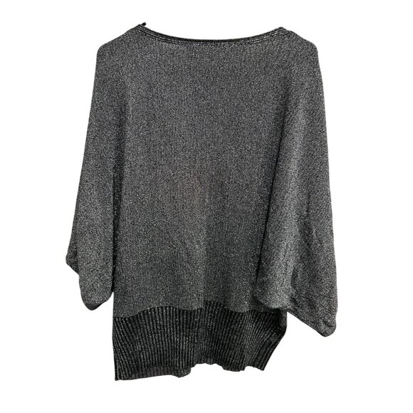 Peck & Peck Weekend Womens Gray Metallic Batwing Sweater Top Button Detail Sz XL - Picture 2 of 8